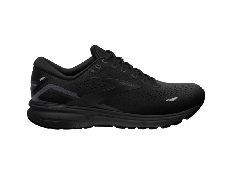 Brooks Ghost 15 womens running shoe in standard width in black and ebony colour