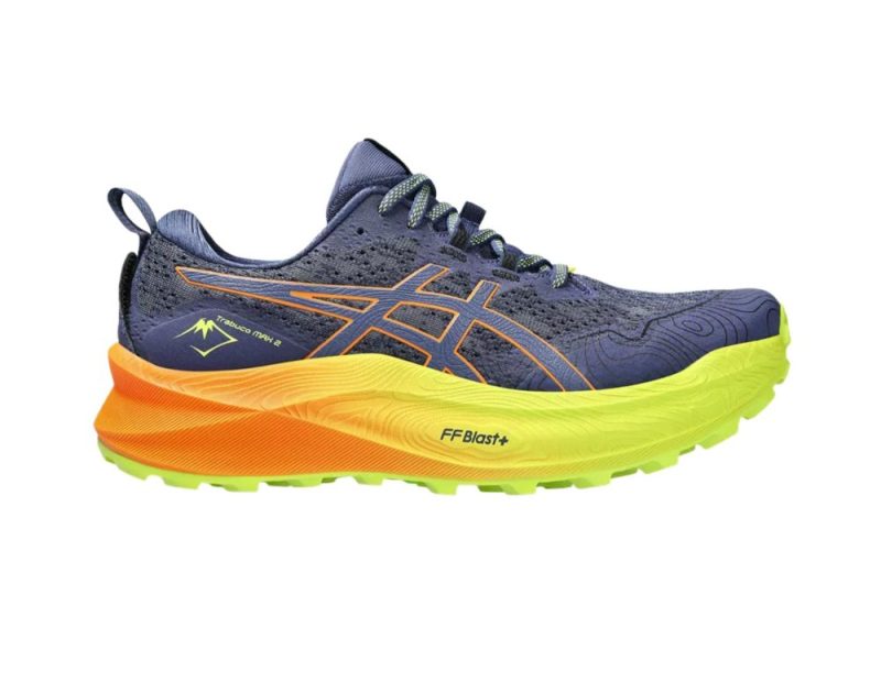 asics trabuco max for men in deep ocean bright orange colours facing front